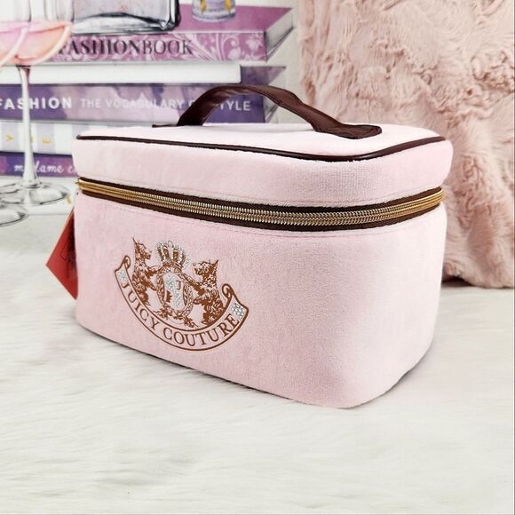 {Juicy Couture} Pink Scotties Cosmetic Bag Train Case - Picture 2 of 11